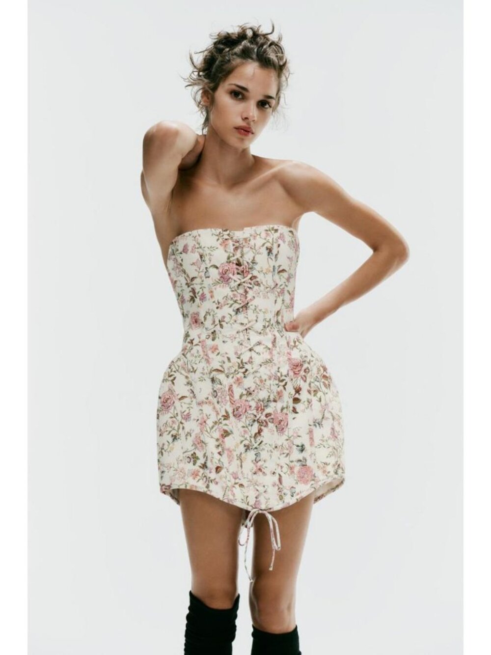 ZARA FLORAL PRINT OFF-THE-SHOULDER DRESS 7824/393/050